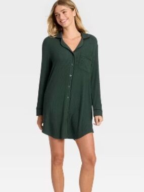 Auden Women's Cozy Ribbed Notch Collar Nightgown
